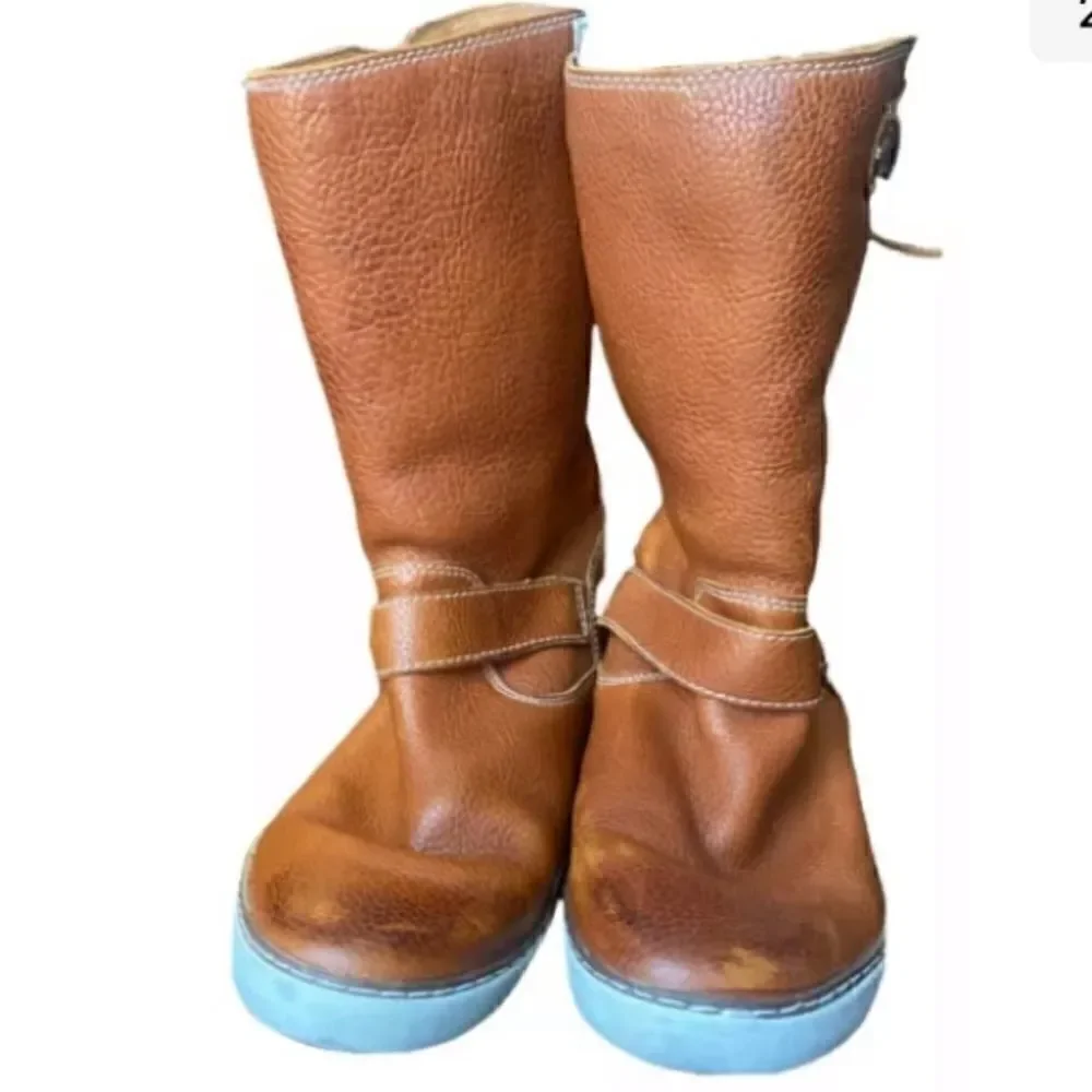 Womens Ugg Australia Boots Andra Brown Pebbled Leather 1005043 Buckle Zip 7 M US